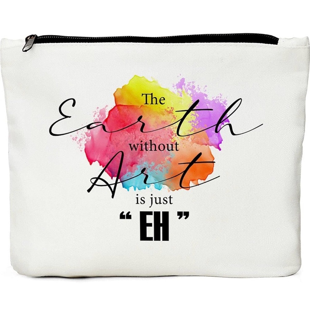 NWT Multi Use Reusable Art Quote Zipper Bag, Art Canvas